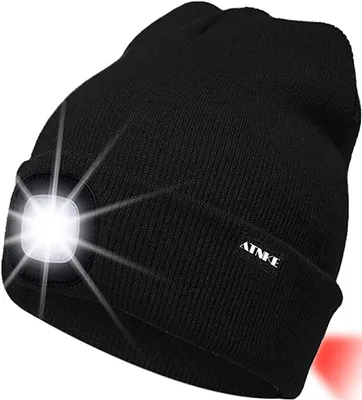 Imagen del producto de Gorro de punto ATNKE con 8 luces LED, gorro con linterna recargable por USB