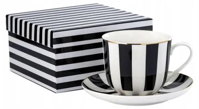 Produktbild von Jumbo-Tasse Großporzellan 450ml Schwarze Streifen Kaffeetee