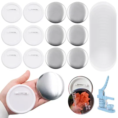 100 Button-Rohlinge 75 mm, leere Knopfteile für Button-Maschine