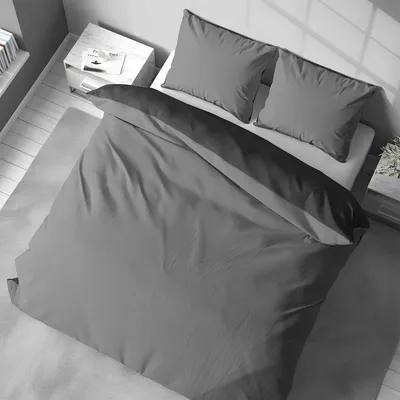 Produktbild von Bettwäsche 200x220 cm Grau Anthrazit Wendebettwäsche Doubleface Mikrofaser Uni Bettbezug 3 teilig