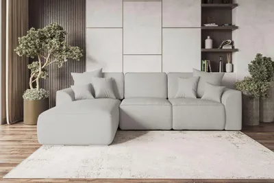 Produktbild von 99rooms Gusto Ecksofa Strukturstoff NEVE Hellgrau Links mit Schlaffunktion