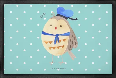 Produktbild von Mr. & Mrs. Panda fußmatte Eule Matrose 50 x 75 cm - Türkis Pastell - Geschenk, Ehe, Bodenvorleger, Owl, Heimathafen, Fußabstreifer, Freundin, Schmutzmatte