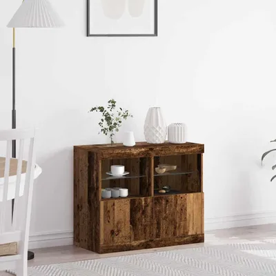 Produktbild von vidaXL LED-Sideboard Braun 81 x 37 x 66,5 cm Holzwerkstoff