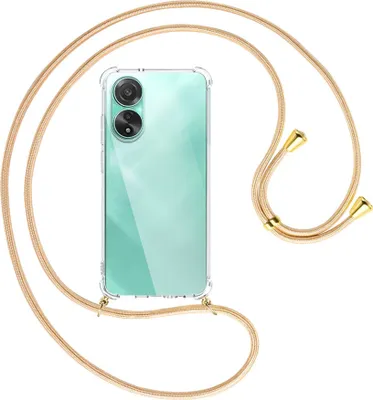 Produktbild von Handykette Backcover-Schutzhülle mit Band (Metall goldfarben) für Oppo A78 4G (CPH2565) - Goldkordel