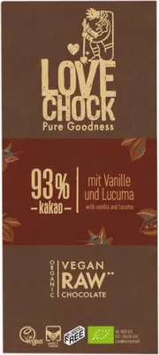 Produktbild von lovechock Tafel 93% Kakao Vanille & Lucuma -- 70g
