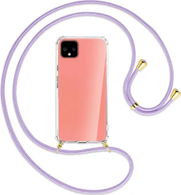 Produktbild von Handykette Backcover-Schutzhülle mit Band (Metall goldfarben) für Google Pixel 4 - violett