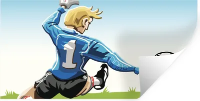 Produktbild von MuchoWow® Wandtattoo Wandsticker Wandaufkleber Eine Illustration eines Torwarts, der den Fußball stoppt - Jungen - Mädchen - Kinder 40x20 cm Selbstklebend und Repositionierbar - Aufkleber