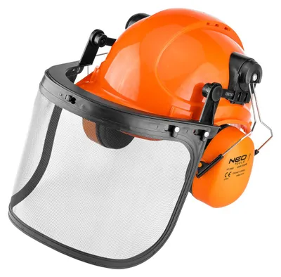 Produktbild von NEO TOOLS Holzfällerhelm Forstschutzhelm 3in1 Profi Waldarbeiterhelm Set mit Gehörschutz und Gesichtsschutz