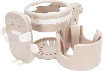 Image de Porte-gobelet universel pour poussette, rotation à 360 degrés, avec téléphone, kaki