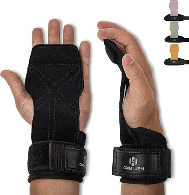 Immagine prodotto di Fascia da polso in pelle per l'allenamento della forza e il sollevamento pesi - nera