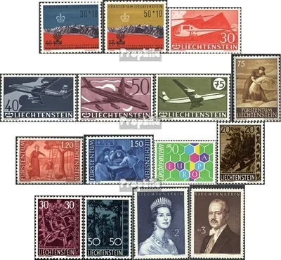 Produktbild von Briefmarken Liechtenstein 1960 Mi 389-403 (kompl.Ausg.) Jahrgang 1960 komplett postfrisch Weltflüchtl. Jahr