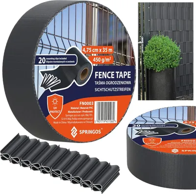 Produktbild von SPRINGOS Garten Sichtschutzstreifen 35 Meter mit 20 Clips für Gartenzaun Doppelstabmatten