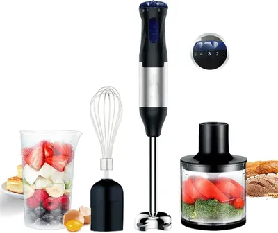 Produktbild von Stabmixer, 1000W Leistung, 5 Geschwindigkeitsstufen,4 in 1, EU-Stecker