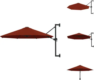 Zdjęcie produktu dla vidaXL Parasol naścienny z metalowym drążkiem 300 cm terakota czerwona - Parasole i parasole przeciwsłoneczne