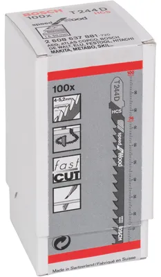 Immagine prodotto di Lama per seghetto alternativo T 244 D Speed per legno, confezione da 100 pezzi