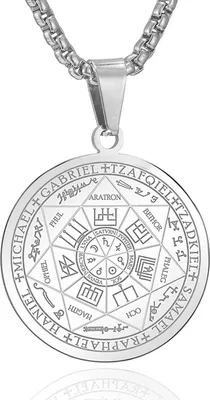 Produktbild von AFSTALR Talisman Halskette 7 Erzengel Siegel Medaille Edelstahl Herren Amulett