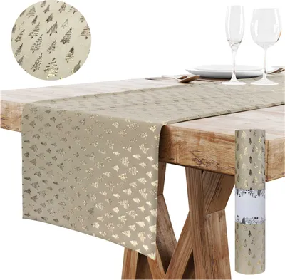 Produktbild von Domarex Dekorativer Tischläufer in der Rolle für Weihnachtsdeko - 28x270 cm vielseitig einsetzbar als Tischläufer - Weihnachtsbäume