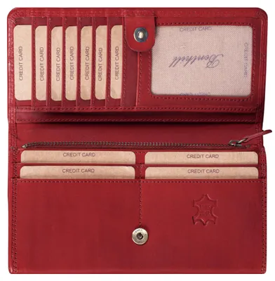Produktbild von Benthill Damen Geldbörse Echt Leder - Portemonnaie XXL mit RFID Schutz - Vintage Damenbörse Groß mit vielen Kartenfächer