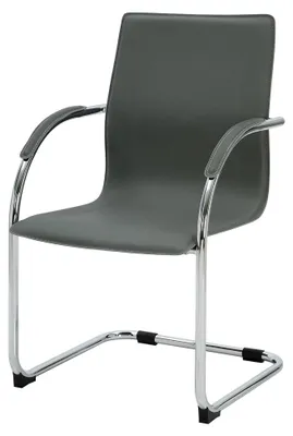 Produktbild von Freischwinger Stuhl mit Armlehnen Noeleen, gepolsterter Esszimmerstuhl mit Kunstlederbezug, stabiles Metallgestell bis 150 kg, Farbe: grau