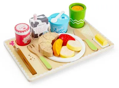 Zdjęcie produktu dla BigJigs Śniadanie do łóżka - Drewniana taca z produktami 28 el. - BJ38040