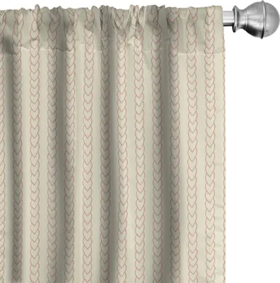 Produktbild von ABAKUHAUS Retro Vorhänge, Gardinen, Einfarbiger geometrischer vertikaler kurviger Kettenmuster-Weinlese-Verzierungs-Entwurf, 2 Stück 75 x 245 cm, Creme und Hellrosa