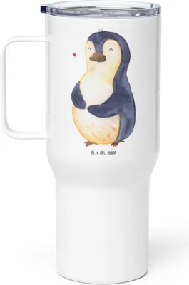 Produktbild von Mr. & Mrs. Panda Kaffee-to-go-Becher Pinguin Diät - Weiß - Geschenk, Abnehmen, Teetasse, Edelstahl-Thermobecher, Gewicht, Thermobecher, Bauch, Isolierbecher