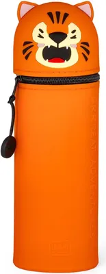 Produktbild von LEGAMI - 2-in-1 Weiche Silikontasche - Kawaii, Tiger, Tischstifthalter, Reißverschluss, Silikon, Stiftetasche Buntstifte Marker, H 18,5