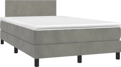 Productafbeelding van vidaXL Boxspringbed met matras, lichtgrijs, 120x190 cm, fluweel