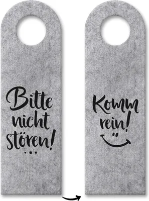 Produktbild von Nicht stören oder Komm rein Türhänger in Grau mit lachendem Gesicht Zimmertüre