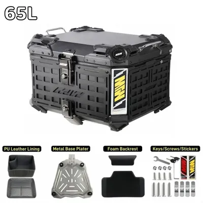 Produktbild von Motorrad-Topcase - Aluminium-Heckkoffer - 65 l - Wasserdicht - Schnellverschluss - Schwarz