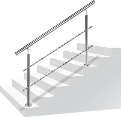 Obrázok produktu pre Zábradlie z nehrdzavejúcej ocele XINZI na schodisko s priečkami/bez priečok (160 cm, 2 priečky)