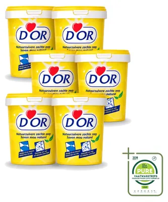 Productafbeelding van 6 x D'Or natuurlijke smeerzeep - Vast reinigingsmiddel - 1 kg - Grote verpakking - 6 stuks
