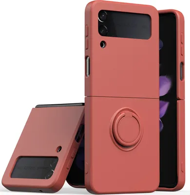 Produktbild von Samsung Z Flip 3 2021 Handyhülle, Ring Halter Ständer Kratzfeste Weiche Silikon schutzhülle für Samsung Galaxy Z Flip 3 5G bordeaux