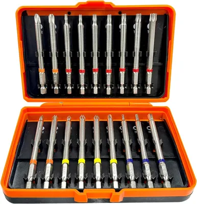 Obrázek produktu pro Sada bitů do vrtačky, 18 kusů, 90 mm, ocel CrV, šestihranná stopka, pro montáž