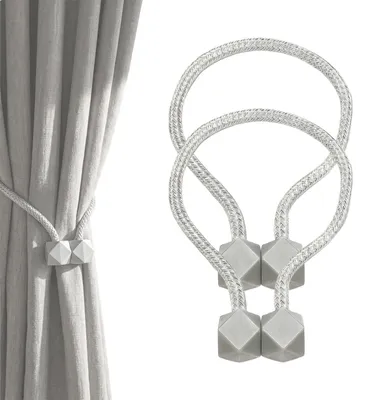 Produktbild von 2 magnetische Gardinenhalter, grau – Gardinenhalter für die Fensterdekoration, magnetische Gardinenhalter, Gardinenkordel-Schnallen, magnetische Gardinenbänder, Gardinenhalter für das Schlafzimmer