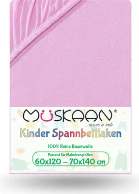 Produktbild von Jersey Kinder Spannbettlaken 60x120 cm - 70x140 cm Rosa 100% Baumwolle