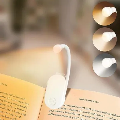 Obrázek produktu pro LED lampička na čtení – lampa na knihu, nabíjecí – ideální pro čtení v posteli – ochrana zraku – flexibilní krk – bílá barva