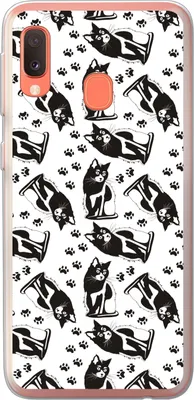 Produktbild von MuchoWow® Handyhülle Schutzhülle Hülle für Telefoonhoesje Samsung Galaxy A20e Muster - Katze - Schwarz - Weiß - Jungen - Mädchen - Kinder - Kind Silikon Softcase Handy Hülle - Abdeckung