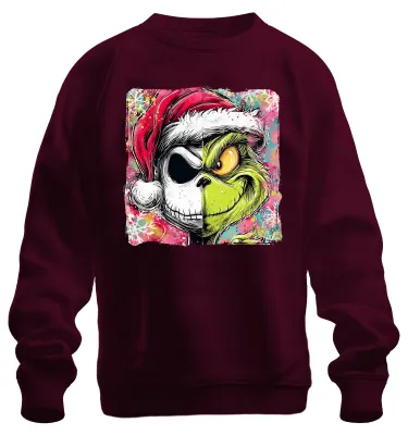 Produktbild von Grinch Jack Skellington Skelett Nightmare before Christmas Sweatshirt Pullover, Burgundy, 3XL