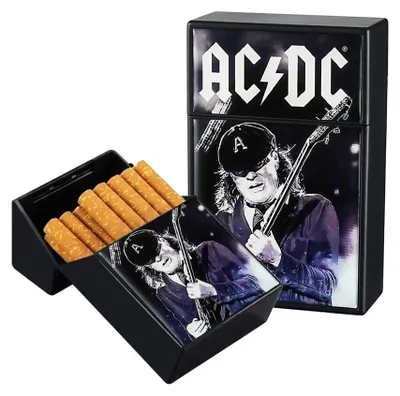 Produktbild von Zigarettenetui AC/DC Design, Zigarettenbox aus Acryl für 20 Zigaretten - Schwarz – Guitar Legend