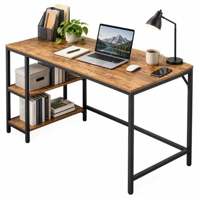 Zdjęcie produktu dla Przestronny stół komputerowy (140 cm) w kolorze rustykalnego brązu