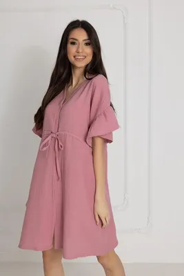 Produktbild von DOLCE SONNO Stillnachthemd Celine – Umstands- und Stillnachthemd aus 100 % Musselin-Baumwolle für Schwangere & Stillende, Sommerkleid/Nachtwäsche für Damen – Farbe: Fuchsie, Größe: L