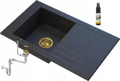 Produktbild von Granitan | Granitspüle GOLDEN LINE - Schwarz mit goldenen Sprenkeln - Hochwertig und pflegeleicht