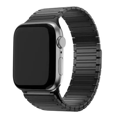 Produktbild von Bandz Magnetisches Stahlband 'Deluxe' mit Magnetverschluss - passend für Apple Watch Serie 1/2/3/4/5/6/7/8/9/SE/Ultra - große Größen - 42mm/44mm/45mm/49mm - schwarz
