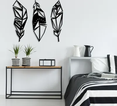 Produktbild von Wallity, Feather- TNL1583, Schwarz, Sonstige Wohndekorationen, 78 x 65 cm, 100% Metall (Dicke: 1
