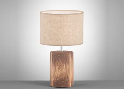 Produktbild von Fischer & Honsel Malik Tischleuchte E27 Stoffschirm sandfarben Leinen, weiß holz 50742