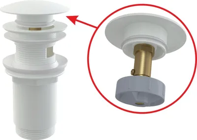 Obrázok produktu pre alcadrain Ablaufventil für die Waschbecken CLICK/CLACK 5/4" Ganzmetal mit Überlauf, großer Stopfen Weiß