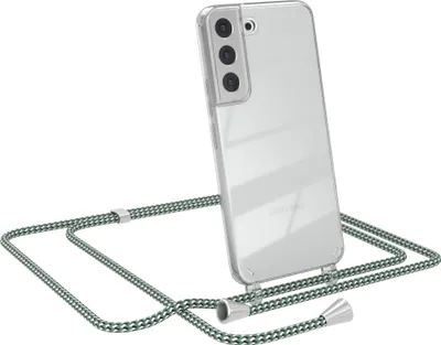 Produktbild von EAZY CASE Handykette kompatibel mit Samsung Galaxy S22 5G, Handyhülle mit Umhängeband, Handykordel, Schutzhülle Clear, Band in Grün