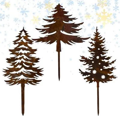 Produktbild von 3er-Set Tannenbaum Weihnachtsdeko Outdoor, Gartenstecker Winter Deko, Weihnachtsdeko Garten für Balkon Draußen, Weihnachten Deko Draußen