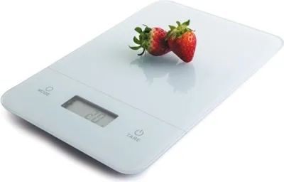 Produktbild von Lacor 61708 Elektronische KÃ1/4chenwaage mit LCD-Infodisplay, Messbereich bis 5 kg, Glas-Wiegeschale, Zuwiegefunktion, Automatische Abschaltung